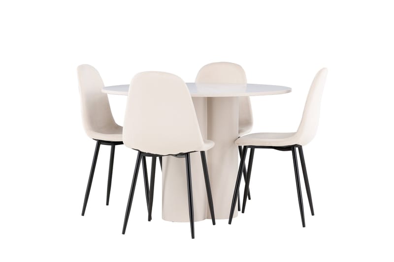 OLIVIA Matgrupp 110 cm Rund Beige med 4 Polar stolar Beige - Möbler - Matplats - Matgrupp & matbord med stolar