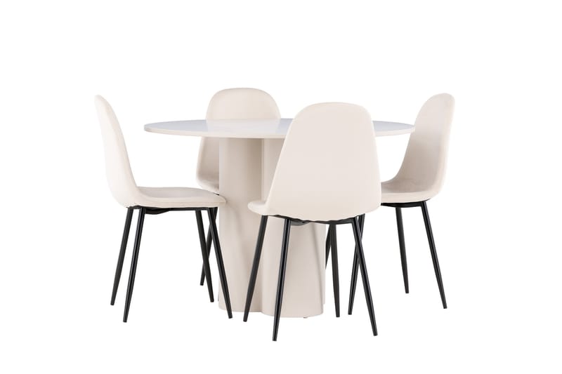 OLIVIA Matgrupp 110 cm Rund Beige med 4 Polar stolar Beige - Möbler - Matplats - Matgrupp & matbord med stolar