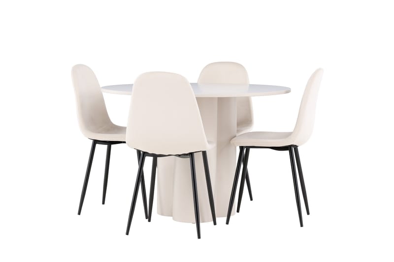 OLIVIA Matgrupp 110 cm Rund Beige med 4 Polar stolar Beige - Möbler - Matplats - Matgrupp & matbord med stolar