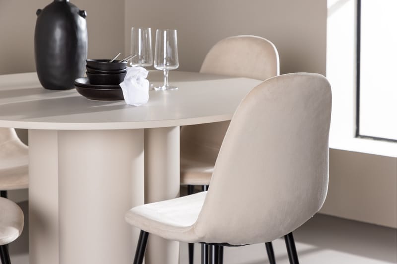 OLIVIA Matgrupp 110 cm Rund Beige med 4 Polar stolar Beige - Möbler - Matplats - Matgrupp & matbord med stolar