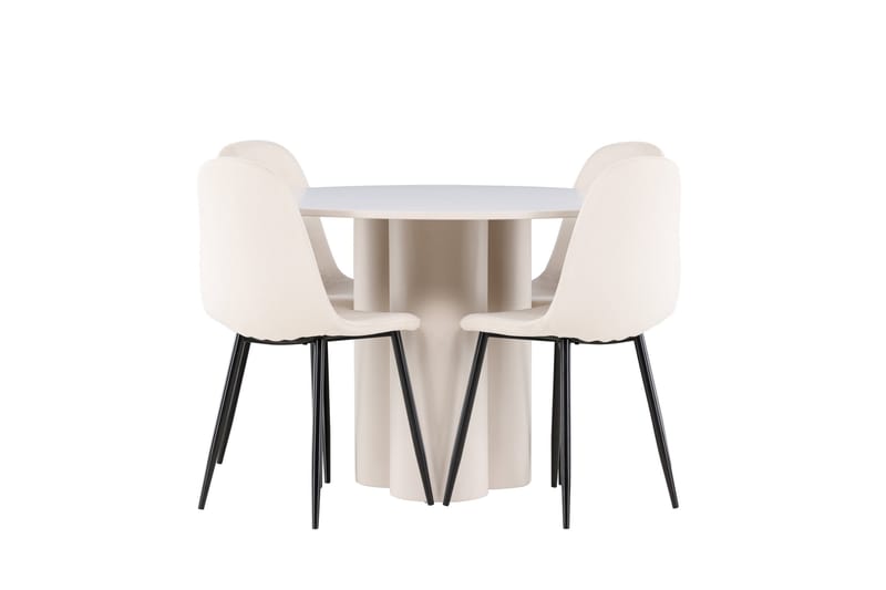 OLIVIA Matgrupp 110 cm Rund Beige med 4 Polar stolar Beige - Möbler - Matplats - Matgrupp & matbord med stolar