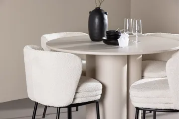 Olivia Matgrupp 110 cm Rund med 4 Agnes stolar - Beige/Vit - Möbler - Matplats - Matgrupp & matbord med stolar