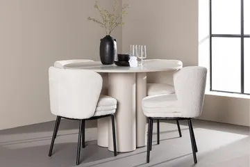 Olivia Matgrupp 110 cm Rund med 4 Agnes stolar - Beige/Vit - Möbler - Matplats - Matgrupp & matbord med stolar