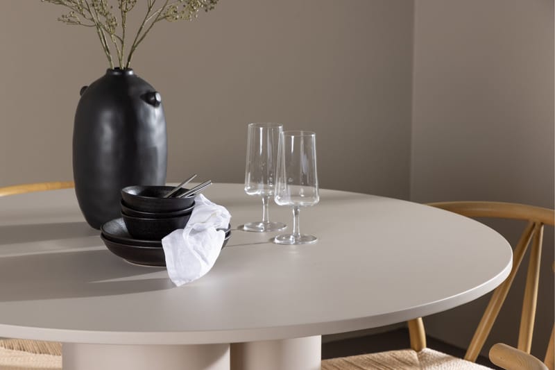 Olivia Matgrupp 110 cm Rund med 4 Alfons stolar - Beige/Beige - Möbler - Matplats - Matgrupp & matbord med stolar