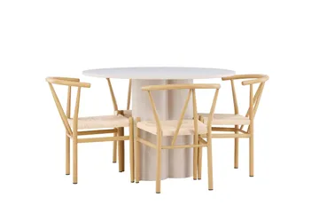 Olivia Matgrupp 110 cm Rund med 4 Alfons stolar - Beige/Beige - Möbler - Matplats - Matgrupp & matbord med stolar