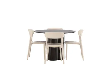 Olivia Matgrupp 110 cm Rund med 4 Åstol stolar - Beige - Möbler - Matplats - Matgrupp & matbord med stolar