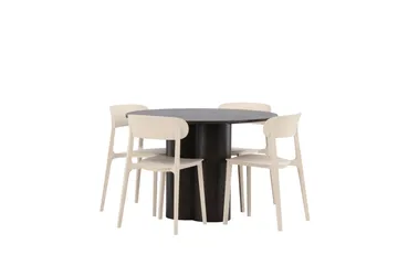 Olivia Matgrupp 110 cm Rund med 4 Åstol stolar - Beige - Möbler - Matplats - Matgrupp & matbord med stolar