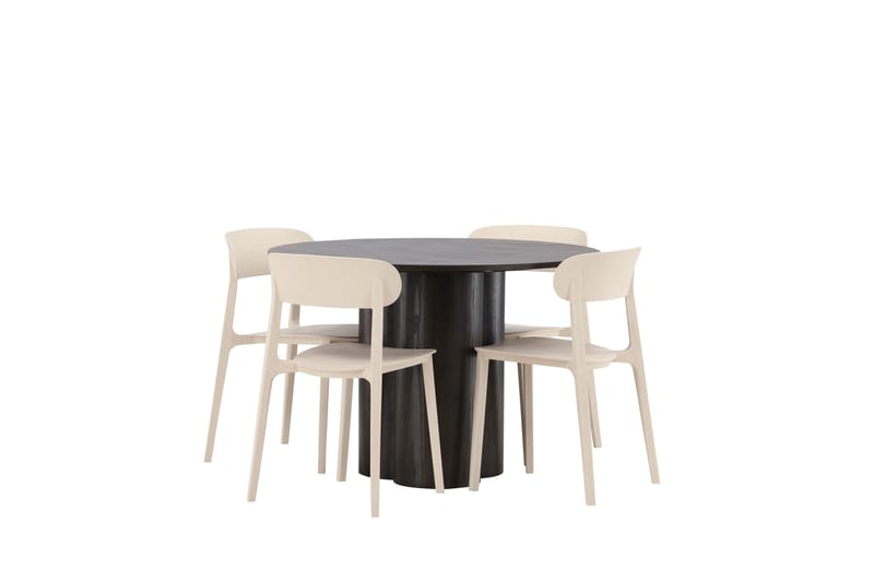 Olivia Matgrupp 110 cm Rund med 4 Åstol stolar - Beige - Möbler - Matplats - Matgrupp & matbord med stolar