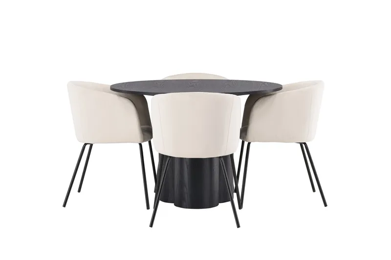 Olivia Matgrupp 110 cm Rund med 4 Berit Stolar, Beige
