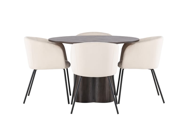 Olivia Matgrupp 110 cm Rund med 4 Berit stolar - Beige - Möbler - Matplats - Matgrupp & matbord med stolar
