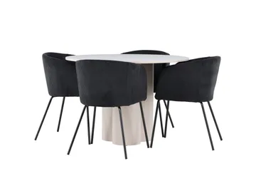 Olivia Matgrupp 110 cm Rund med 4 Berit stolar - Beige/Svart - Möbler - Matplats - Matgrupp & matbord med stolar