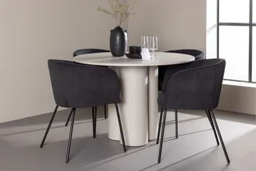 Olivia Matgrupp 110 cm Rund med 4 Berit stolar - Beige/Svart - Möbler - Matplats - Matgrupp & matbord med stolar