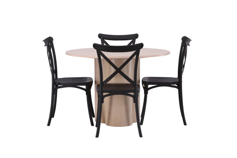 Olivia Matgrupp 110 cm Rund med 4 Crosett stolar, Whitewash