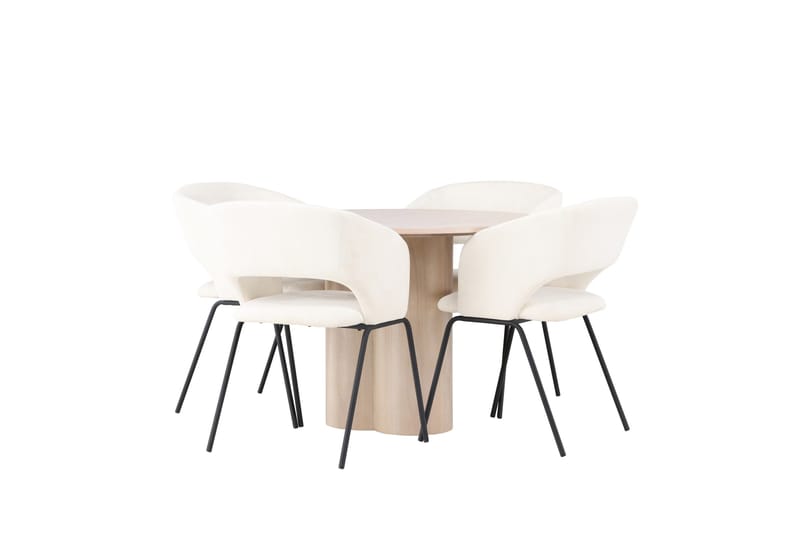 Olivia Matgrupp 110 cm Rund med 4 Day stolar - Whitewash - Möbler - Matplats - Matgrupp & matbord med stolar