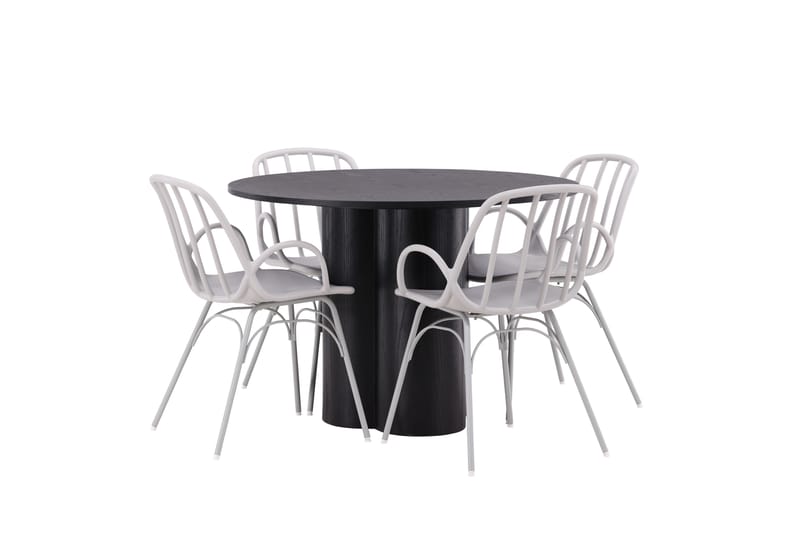 Olivia Matgrupp 110 cm Rund med 4 Dyrön Stolar - Svart - Möbler - Matplats - Matgrupp & matbord med stolar