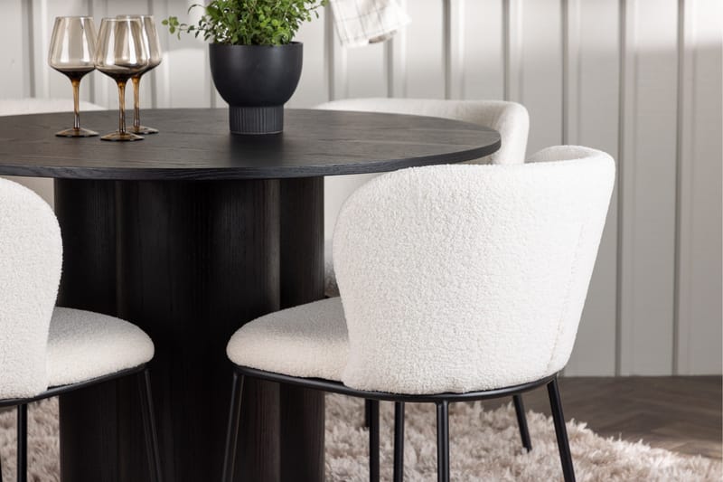 Olivia Matgrupp 110 cm Rund med 4 Edina Stolar - Svart - Möbler - Matplats - Matgrupp & matbord med stolar