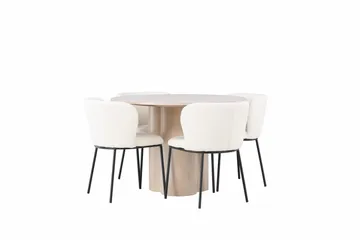 Olivia Matgrupp 110 cm Rund med 4 Edina Stolar - Whitewash - Möbler - Matplats - Matgrupp & matbord med stolar