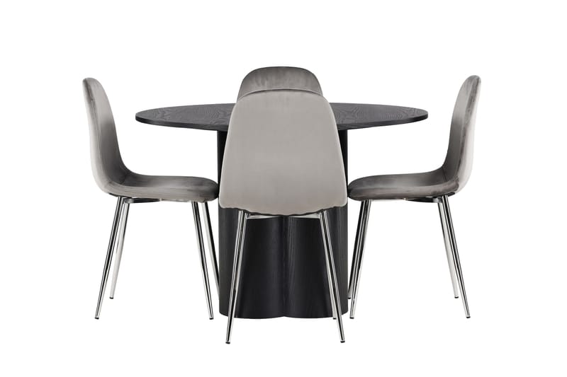 Olivia Matgrupp 110 cm Rund med 4 Eva Stolar, Svart