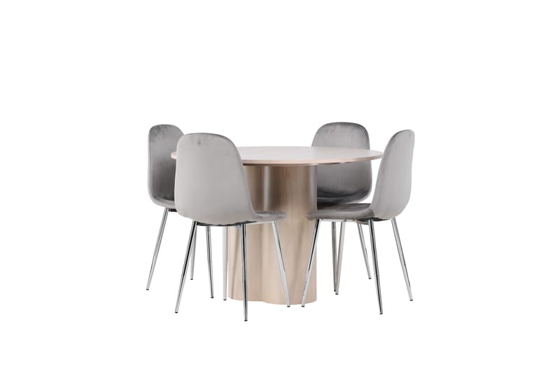 Olivia Matgrupp 110 cm Rund med 4 Eva stolar - Whitewash - Möbler - Matplats - Matgrupp & matbord med stolar