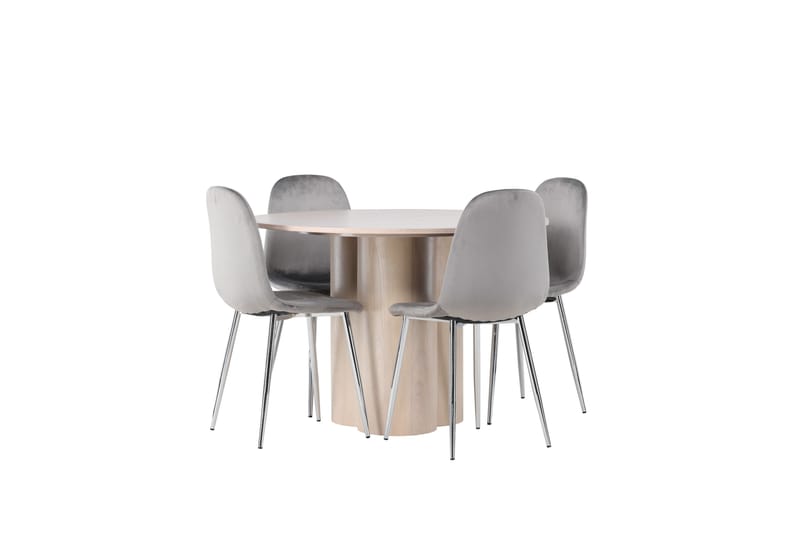 Olivia Matgrupp 110 cm Rund med 4 Eva stolar - Whitewash - Möbler - Matplats - Matgrupp & matbord med stolar