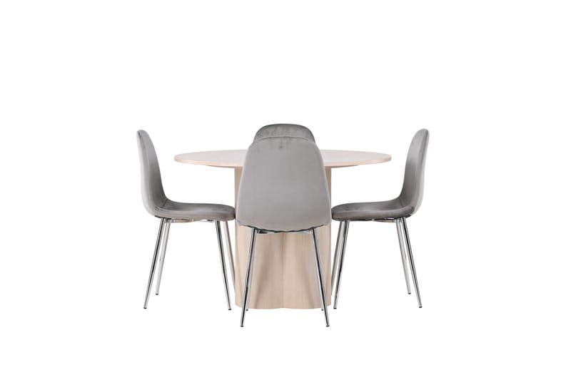 Olivia Matgrupp 110 cm Rund med 4 Eva stolar - Whitewash - Möbler - Matplats - Matgrupp & matbord med stolar