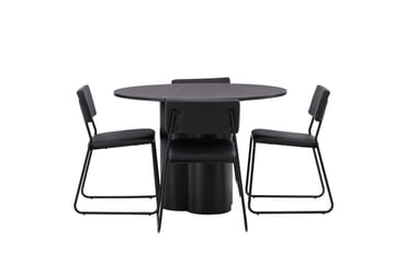 Olivia Matgrupp 110 cm Rund med 4 Kenth Stolar - Svart - Möbler - Matplats - Matgrupp & matbord med stolar