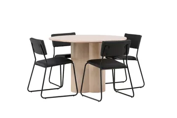 Olivia Matgrupp 110 cm Rund med 4 Kenth Stolar - Svart - Möbler - Matplats - Matgrupp & matbord med stolar