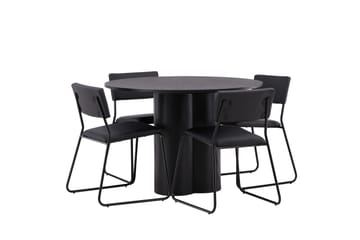 Olivia Matgrupp 110 cm Rund med 4 Kenth Stolar - Svart - Möbler - Matplats - Matgrupp & matbord med stolar