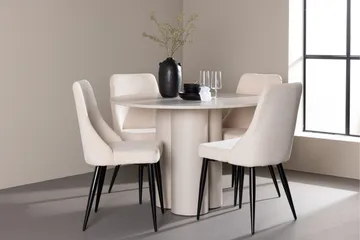 Olivia Matgrupp 110 cm Rund med 4 Leone stolar - Beige/Beige - Möbler - Matplats - Matgrupp & matbord med stolar