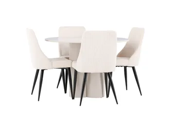 Olivia Matgrupp 110 cm Rund med 4 Leone stolar - Beige/Beige - Möbler - Matplats - Matgrupp & matbord med stolar