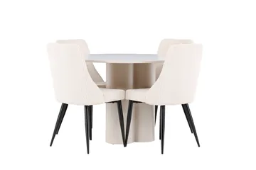 Olivia Matgrupp 110 cm Rund med 4 Leone stolar - Beige/Beige - Möbler - Matplats - Matgrupp & matbord med stolar