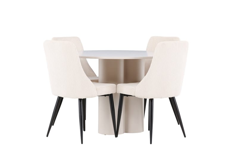 Olivia Matgrupp 110 cm Rund med 4 Leone stolar - Beige/Beige - Möbler - Matplats - Matgrupp & matbord med stolar