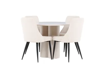 Olivia Matgrupp 110 cm Rund med 4 Leone stolar - Beige/Beige - Möbler - Matplats - Matgrupp & matbord med stolar
