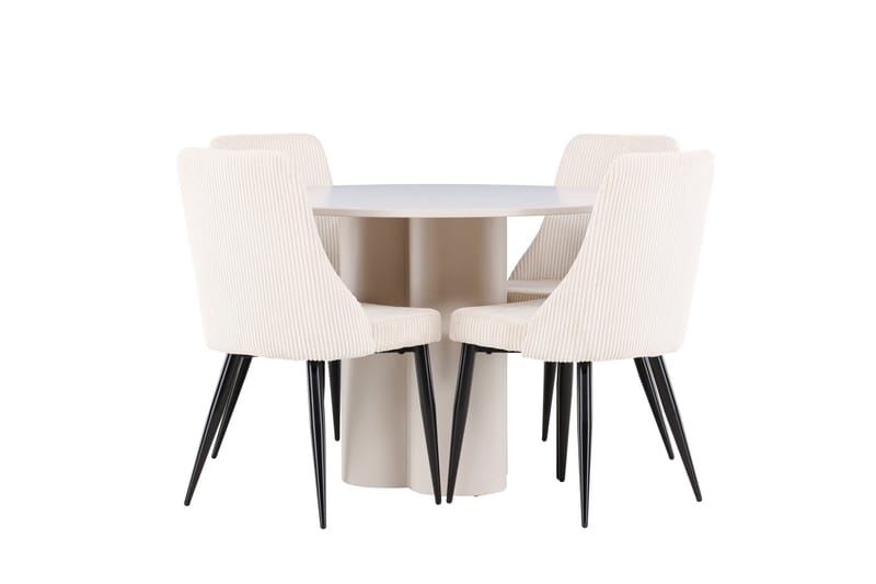 Olivia Matgrupp 110 cm Rund med 4 Leone stolar - Beige/Beige - Möbler - Matplats - Matgrupp & matbord med stolar