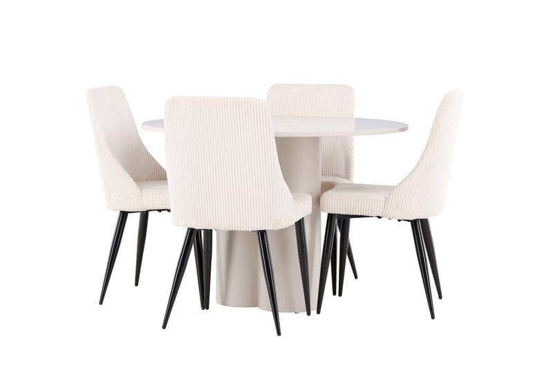 Olivia Matgrupp 110 cm Rund med 4 Leone stolar - Beige/Beige - Möbler - Matplats - Matgrupp & matbord med stolar