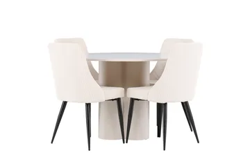 Olivia Matgrupp 110 cm Rund med 4 Leone stolar - Beige/Beige - Möbler - Matplats - Matgrupp & matbord med stolar