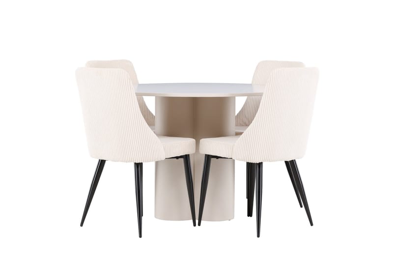 Olivia Matgrupp 110 cm Rund med 4 Leone stolar - Beige/Beige - Möbler - Matplats - Matgrupp & matbord med stolar
