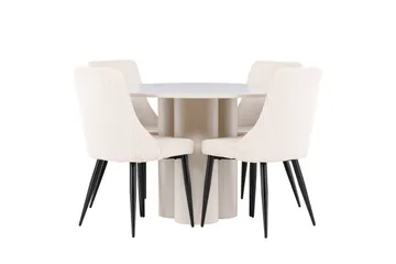 Olivia Matgrupp 110 cm Rund med 4 Leone stolar - Beige/Beige - Möbler - Matplats - Matgrupp & matbord med stolar
