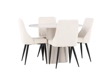 Olivia Matgrupp 110 cm Rund med 4 Leone stolar - Beige/Beige - Möbler - Matplats - Matgrupp & matbord med stolar