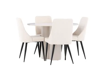 Olivia Matgrupp 110 cm Rund med 4 Leone stolar - Beige/Beige - Möbler - Matplats - Matgrupp & matbord med stolar