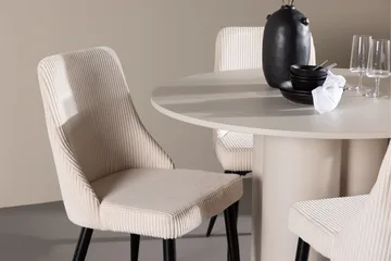 Olivia Matgrupp 110 cm Rund med 4 Leone stolar - Beige/Beige - Möbler - Matplats - Matgrupp & matbord med stolar