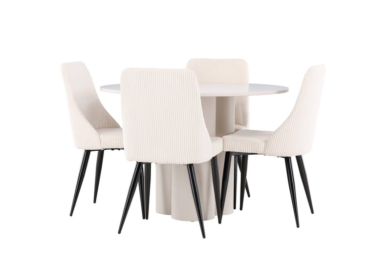 Olivia Matgrupp 110 cm Rund med 4 Leone stolar - Beige/Beige - Möbler - Matplats - Matgrupp & matbord med stolar