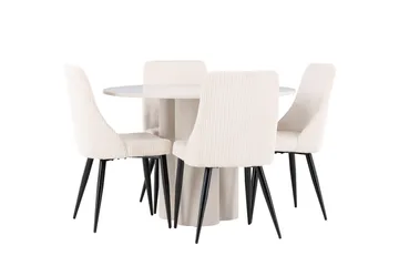 Olivia Matgrupp 110 cm Rund med 4 Leone stolar - Beige/Beige - Möbler - Matplats - Matgrupp & matbord med stolar