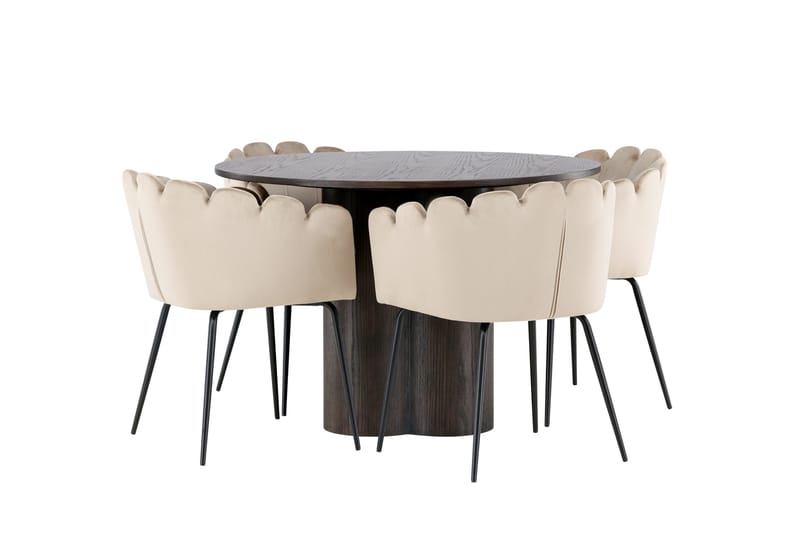 Olivia Matgrupp 110 cm Rund med 4 Limhamn stolar - Beige - Möbler - Matplats - Matgrupp & matbord med stolar