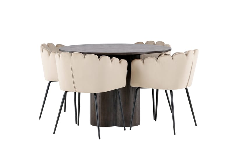 Olivia Matgrupp 110 cm Rund med 4 Limhamn stolar - Beige - Möbler - Matplats - Matgrupp & matbord med stolar