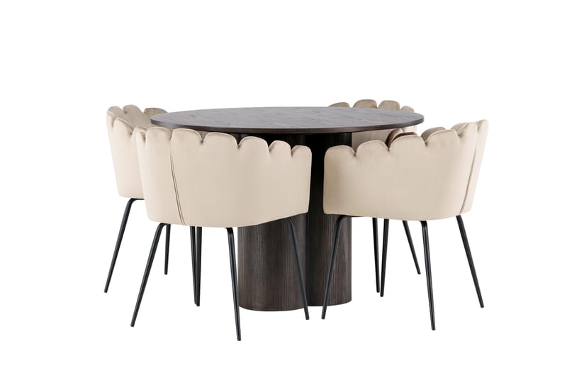 Olivia Matgrupp 110 cm Rund med 4 Limhamn stolar - Beige - Möbler - Matplats - Matgrupp & matbord med stolar