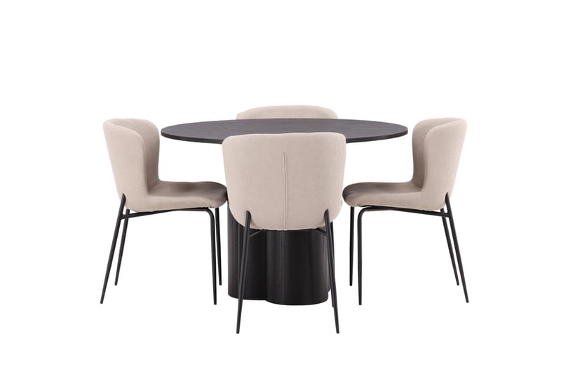 Olivia Matgrupp 110 cm Rund med 4 Modesto Stolar - Svart - Möbler - Matplats - Matgrupp & matbord med stolar