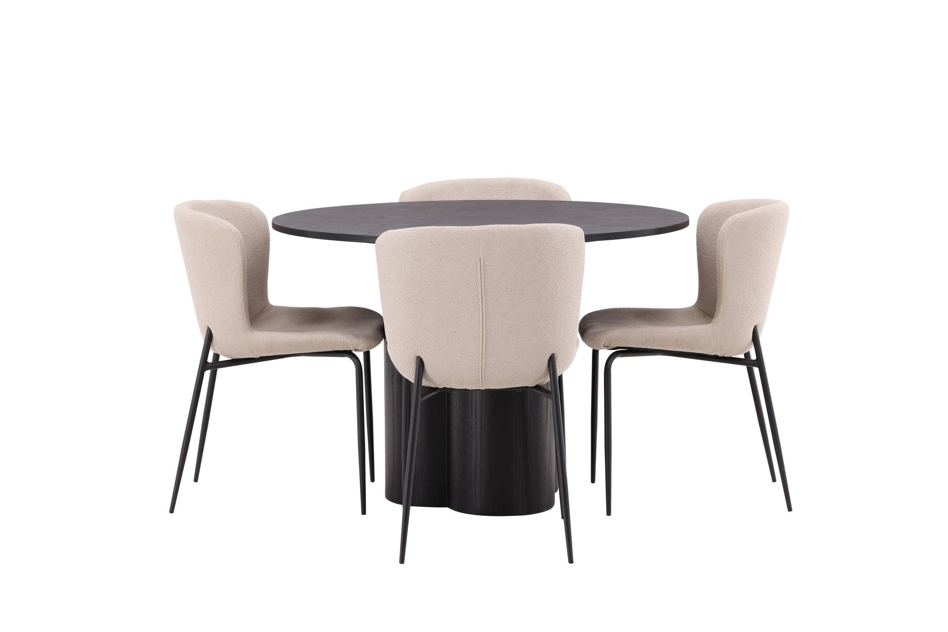 Olivia Matgrupp 110 cm Rund med 4 Modesto Stolar - Svart - Möbler - Matplats - Matgrupp & matbord med stolar