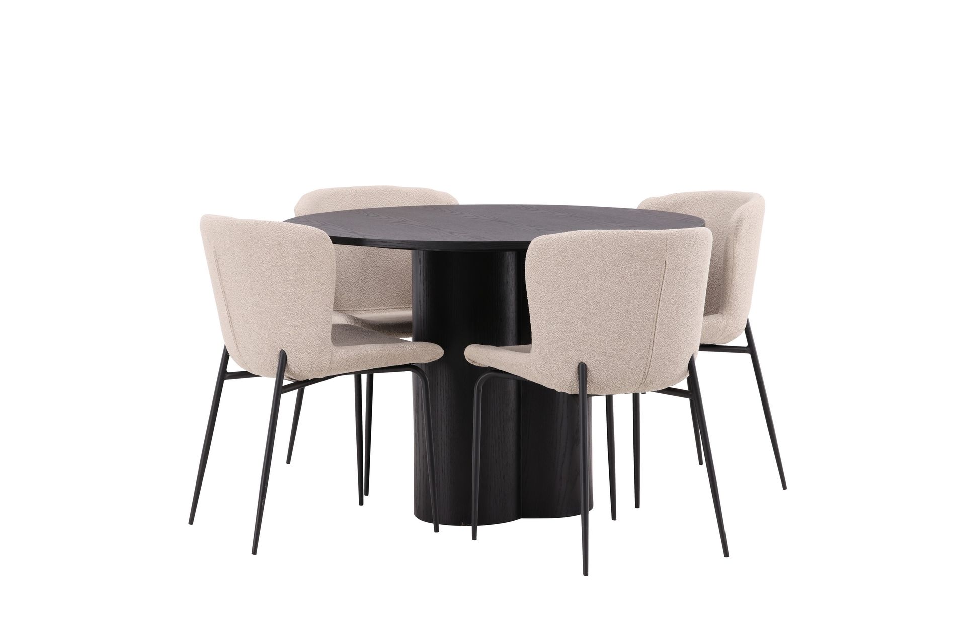 Olivia Matgrupp 110 cm Rund med 4 Modesto Stolar - Svart - Möbler - Matplats - Matgrupp & matbord med stolar