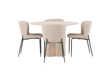 Olivia Matgrupp 110 cm Rund med 4 Modesto stolar - Whitewash - Möbler - Matplats - Matgrupp & matbord med stolar